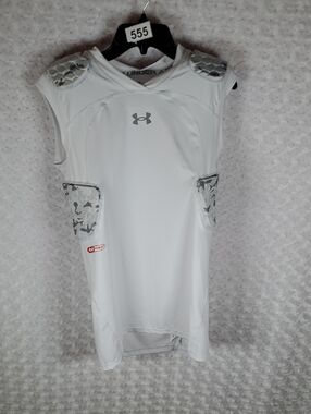 Under Armour White Sleeveless Padded Compression Top with Gray Camo Accents Sm